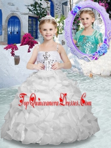 Lovely Spaghetti Straps Flower Girl Mini Quinceanera Dresses with Beading and Ruffle
