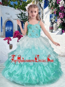 Luxurious Straps Ball Gown Little Girl Mini Quinceanera Dresses with Ruffled Layers