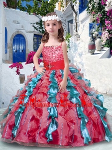 2016 Pretty Ball Gown Spaghetti Straps New Arrival Kid Pageant Dresses with Beading and Ruffles
