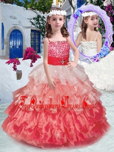 Beautiful Spaghetti Straps New Arrival Kid Pageant Dresses with Beading and Ruffled Layers