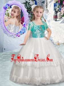 Customized Spaghetti Straps New Arrival Kid Pageant Dresses with Beading and Lace