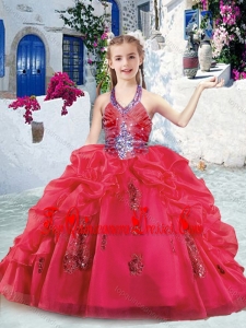 Fashionable Halter Top Little Girl Mini Quinceanera Dresses with Beading and Bubles