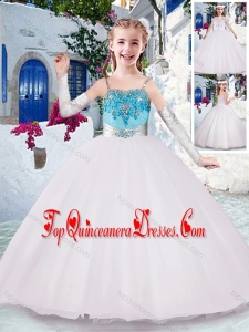 Gorgeous Spaghetti Straps New Arrival Kid Pageant Dresses with Appliques and Beading