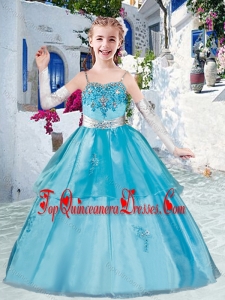 Lovely Spaghetti Straps New Arrival Kid Pageant Dresses with Appliques and Beading