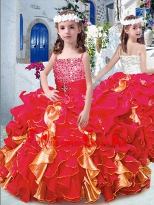 Luxurious Spaghetti Straps New Arrival Kid Pageant Dresses with Beading and Ruffles