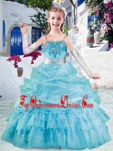 Simple Spaghetti Straps Little Girl Mini Quinceanera Dresses with Appliques and Bubles