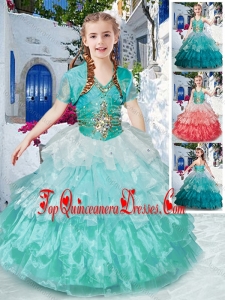 Classical Halter Top New Arrival Kid Pageant Dresses with Ruffled Layers and Beading