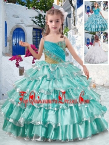 Elegant Spaghetti Straps New Arrival Kid Pageant Dresses with Ruffled Layers and Beading