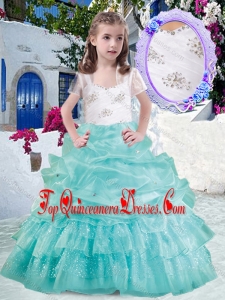 Elegant Straps Ball Gown New Arrival Kid Pageant Dresses with Beading and Bubles