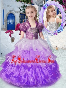 Gorgeous Straps New Arrival Kid Pageant Dresses with Ruffled Layers and Beading