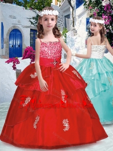 Latest Spaghetti Straps New Arrival Kid Pageant Dresses with Appliques and Beading
