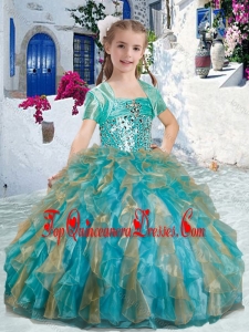 Sweet Spaghetti Straps New Arrival Kid Pageant Dresses with Beading and Ruffles