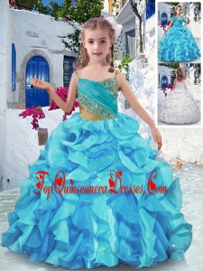 Wonderful Spaghetti Straps New Arrival Kid Pageant Dresses with Beading and Ruffles