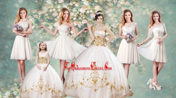 Discount Strapless Quinceanera Dresses and Lovely Scoop Mini Quinceanera Dresses and Beautiful Champagne Short Dama Dresses