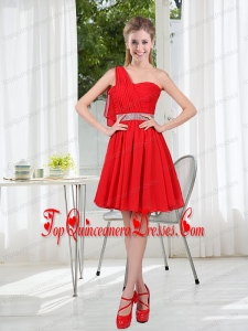 2015 The Most Popular One Shoulder A Line Dama Dresses with Ruching