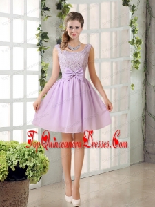 2015 Most Beautiful Chiffon A Line Dama Dress with Bowknot