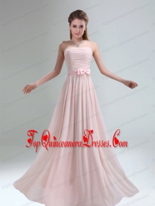 2015 Most Popular Light Pink Empire Dama Dress with Bowknot belt