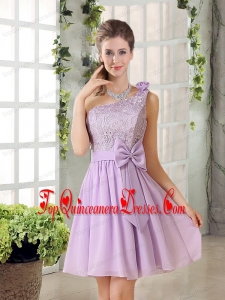 One Shoulder Lilac Dama Dress with Bowknot for 2015