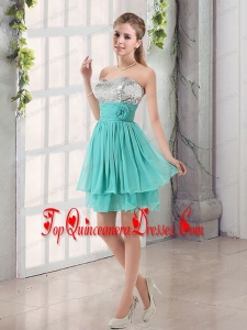 Sweetheart A Line Dama Dress with Sequins and Handle Made Flowers