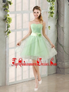 A Line Sweetheart Lace Up Dama Dress in Apple Green