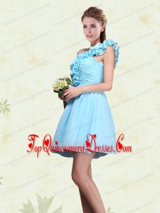Ruching and Ruffles One Shoulder Chiffon Dama Dresses