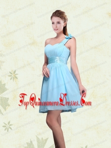 A Line Ruching Chiffon Dama Dresses with One Shoulder