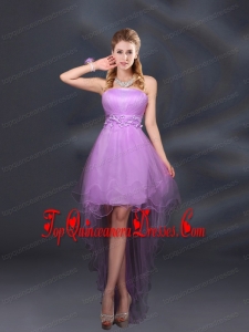 Appliques and Ruffles A Line Strapless Dama Dresses