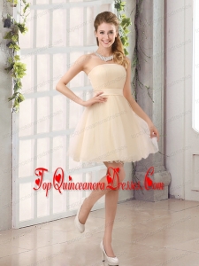 2015 A Line Belt Mini Length Dama Dress with Strapless