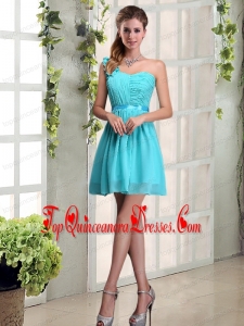 A Line One Shoulder Ruching Dama Dress with Belt