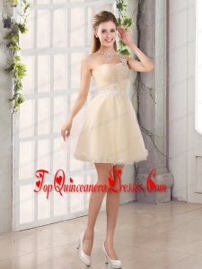 Appliques A Line Mini Length Dama Dress with One Shoulder