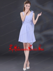 Chiffon Ruching 2015 Lavender Dama Dress with One Shoulder