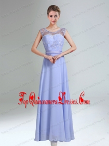 Lavender Scoop Belt and Lace Empire 2015 Dama Dress
