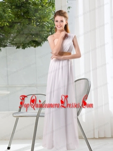 Ruching One Shoulder Empire Dama Dresses for 2015