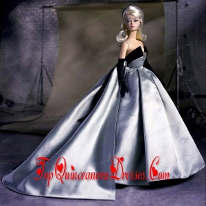 Exclusive Beading Grey Ball Gown Barbie Doll Dress