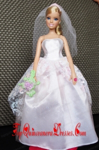 Lovely Handmade White Barbie Doll Wedding Dress