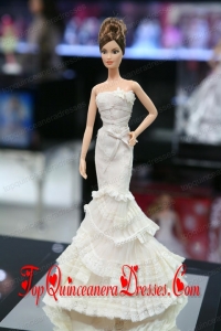 New Fashion Mermaid Dress With Ruffled Layers Gown for Barbie Doll
