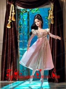 New Fashion Princess Pink Dress With Long Sleeves Gown for Barbie Doll