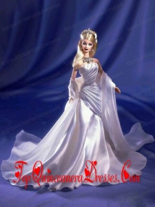 Ruching Elastic Woven Satin Princess Barbie Doll Dress
