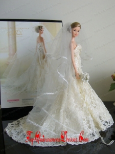 The Most Amazing Wedding Dress with Court Train Made to Fit the Barbie Doll