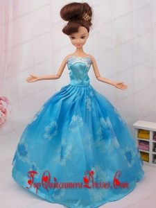 Elegant Printing Ball Gown Party Clothes Barbie Doll Dress