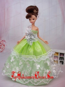 Exclusive Embroidery Ball Gown Organza Dress For Nobel Barbie