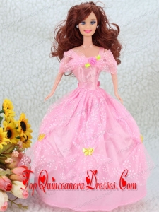 Hand Made Flower Pink Ball Gown Party Clothes Barbie Doll Dress