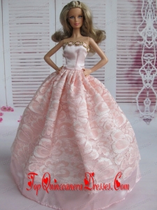Lovely Baby Pink Applqiues Party Clothes Fashion Dress for Noble Barbie