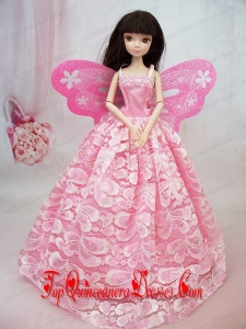 Lovely Handmade Pink Lace To Barbie Doll Dress