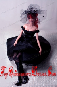 New Fashion Princess Black Dress Gown For Barbie Doll