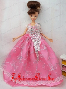 The Most Amazing Rose Pink Dress With Sequins Made to Fit the Barbie Doll