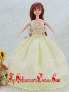 The Most Beautiful Beading and Embroidery Yellow Green Ball Gown Party Clothes Barbie Doll Dress