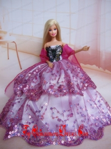 Beading Decorate Ball Gown Colorful Barbie Doll Dress