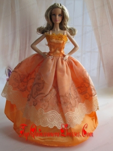Beautiful Ball Gown Yellow Barbie Doll Dress