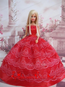 Exclusive Ball Gown Red Taffeta Barbie Doll Dress